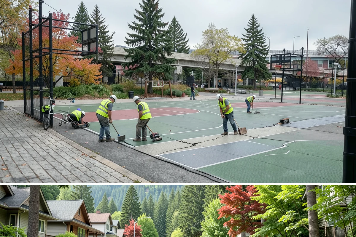 Tennis Court Maintenance in Darrington, Snohomish County, WA - Surface cleaning and re-striping perform best in the drier May-through-September window when coatings cure properly.