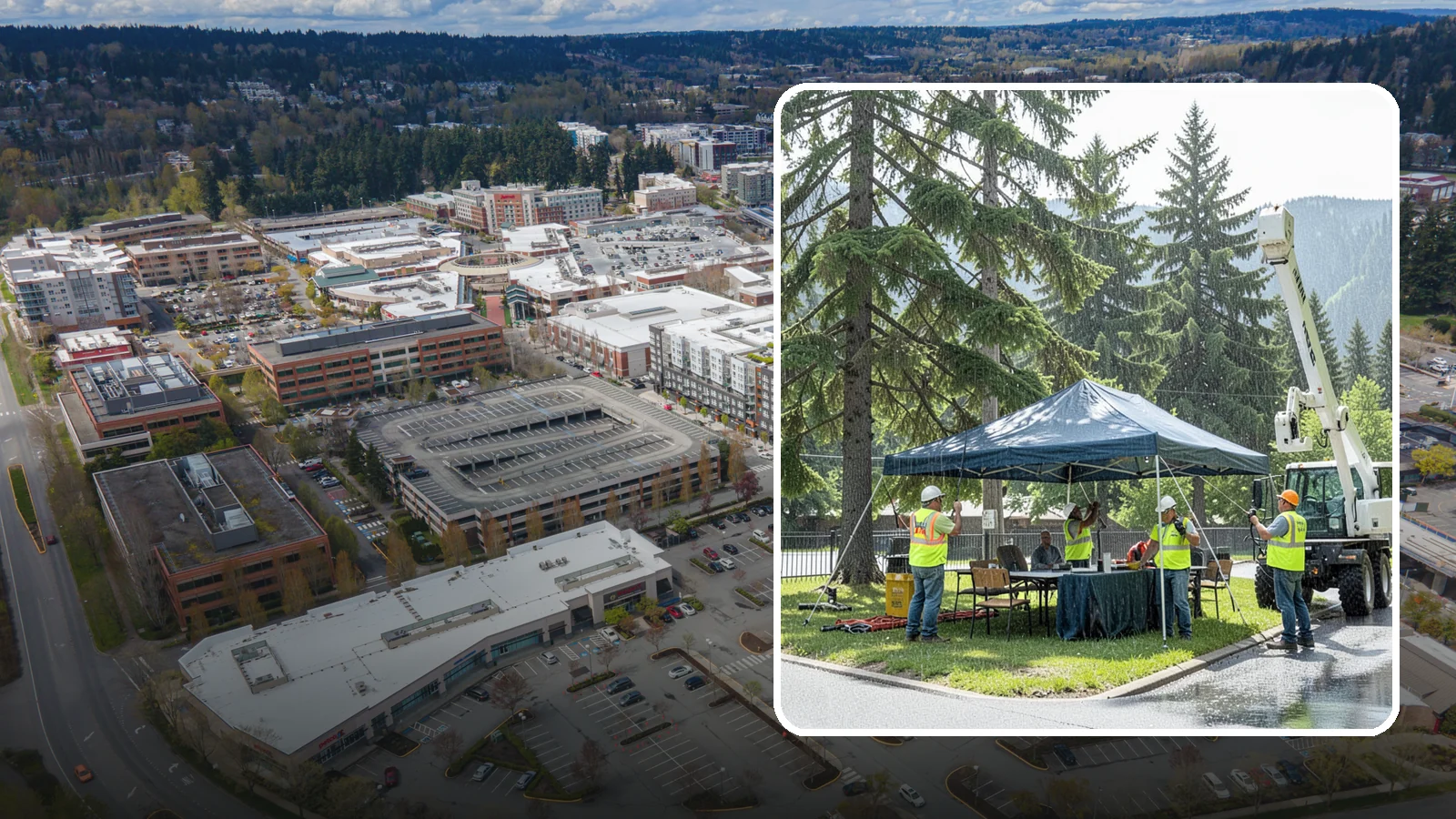 Tent & Canopy Setup in Redmond, King County, WA - Setup of event tents and canopies for Western Washington municipal gatherings and outdoor programs.