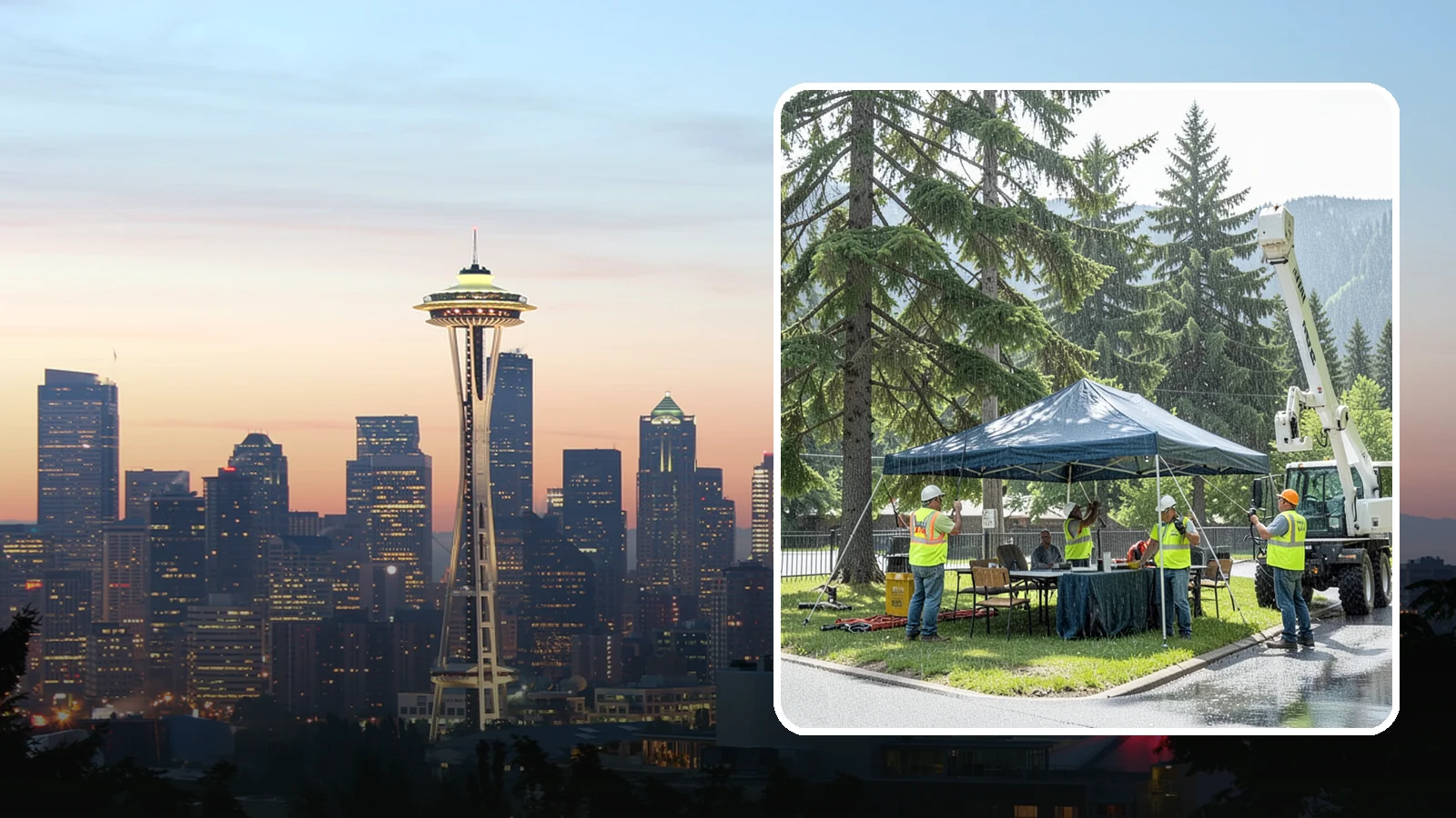 Tent & Canopy Setup in Seattle, King County, WA - Setup of event tents and canopies for Western Washington municipal gatherings and outdoor programs.