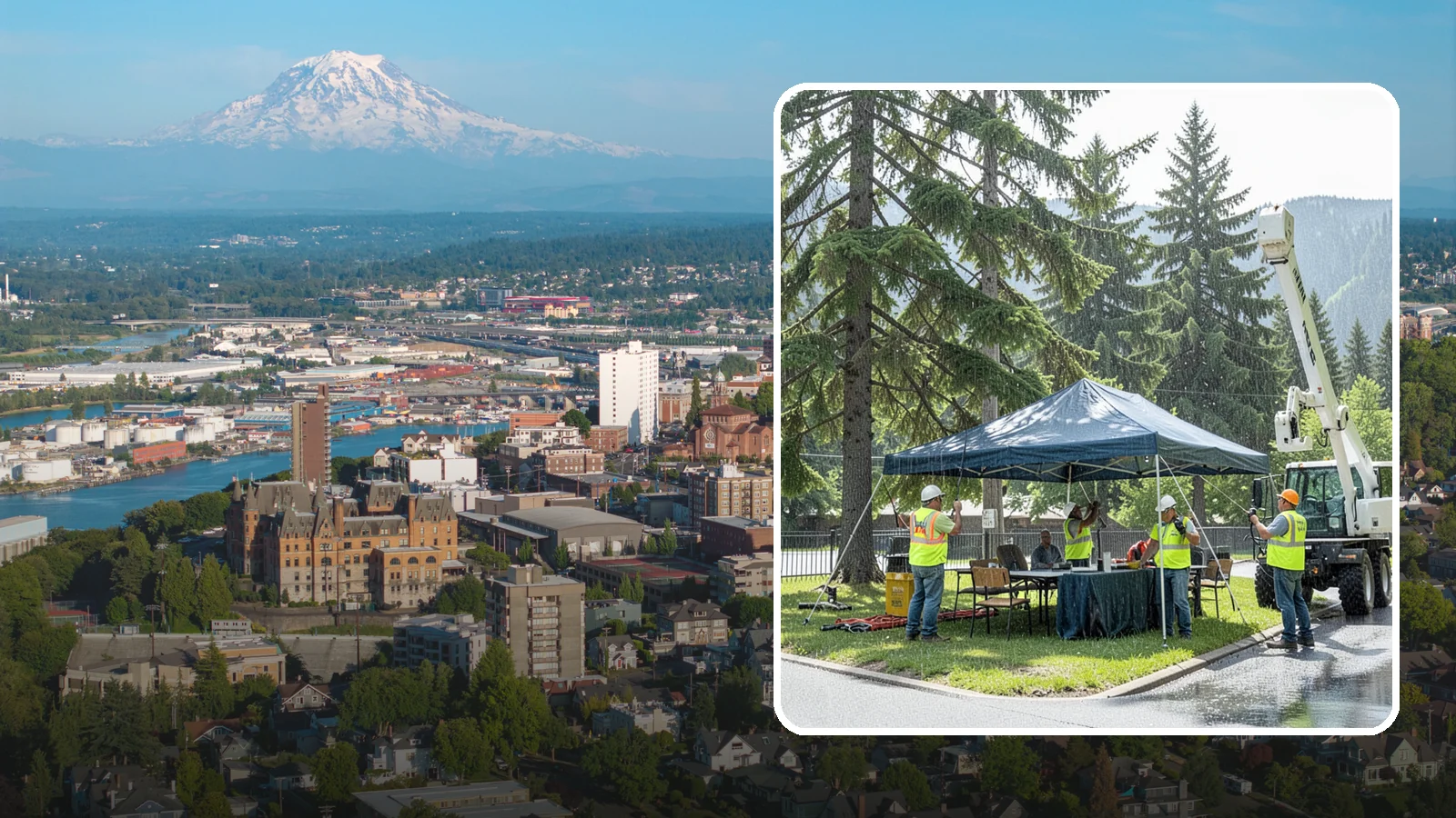 Tent & Canopy Setup in Tacoma, Pierce County, WA - Setup of event tents and canopies for Western Washington municipal gatherings and outdoor programs.