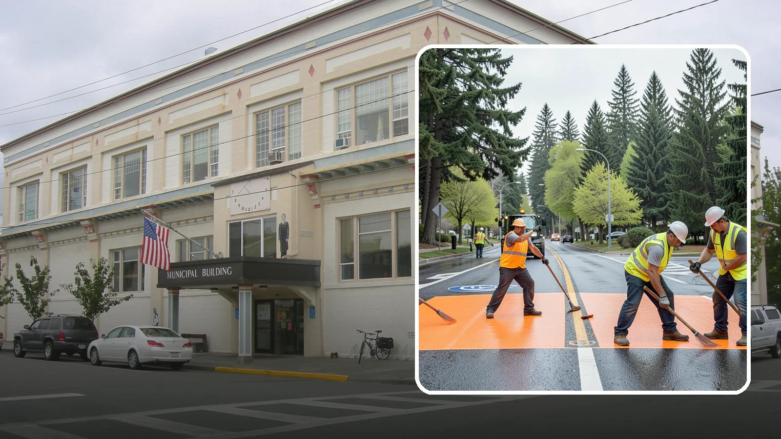 Thermoplastic Marking in Anacortes, Skagit County, WA - Application of durable thermoplastic pavement markings for crosswalks, stop bars, and lane lines on public roadways.