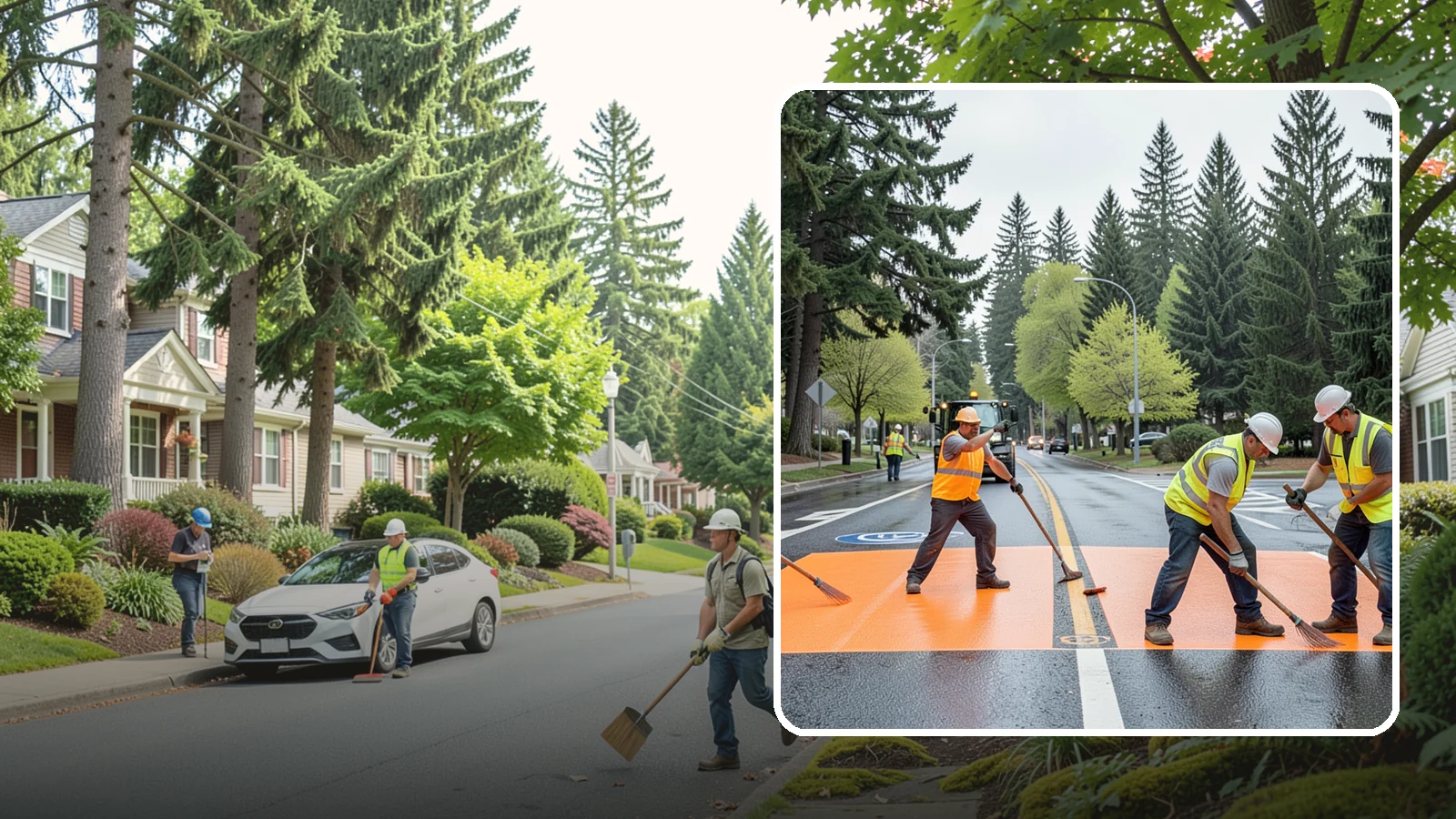 Thermoplastic Marking in Beaux Arts Village, King County, WA - Application of durable thermoplastic pavement markings for crosswalks, stop bars, and lane lines on public roadways.