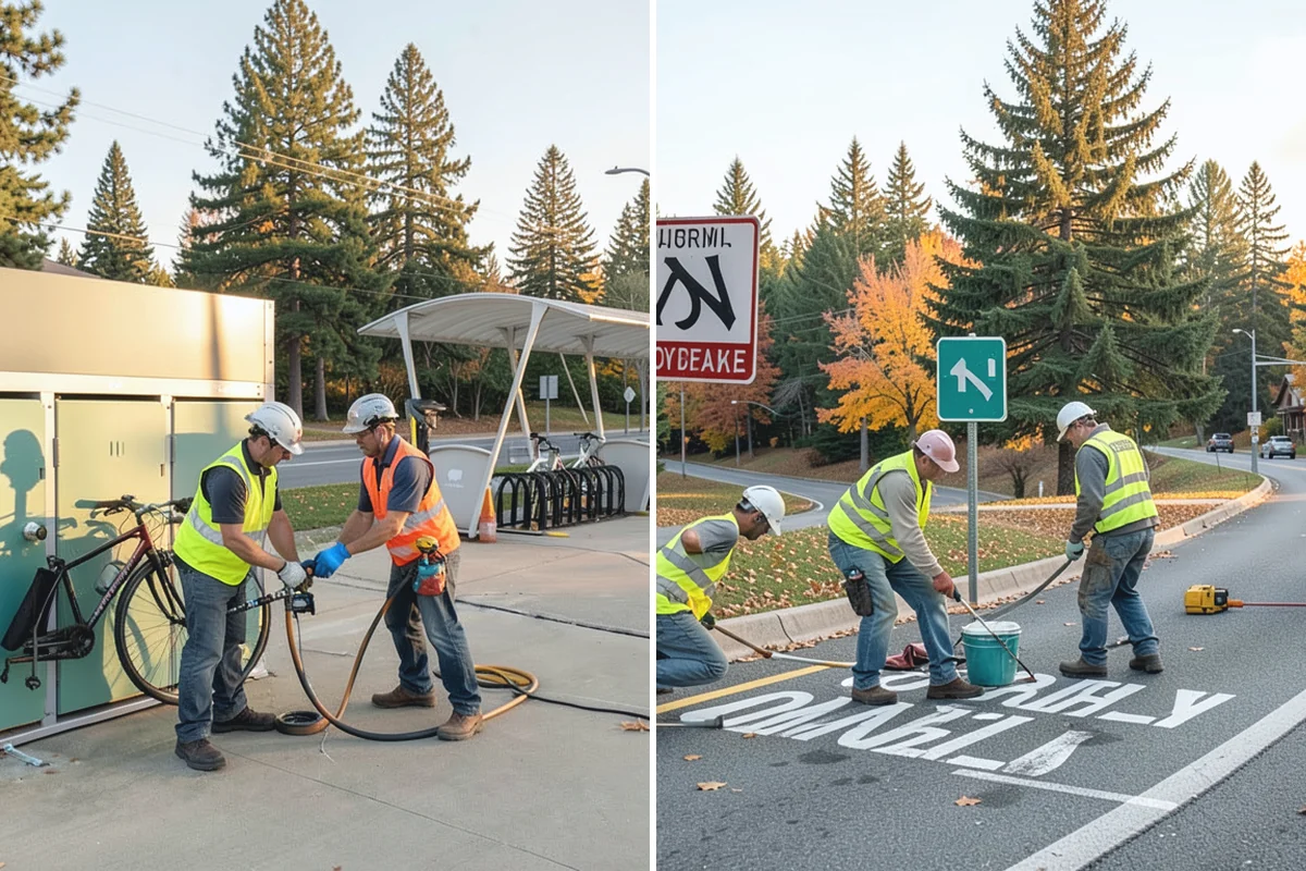 Thermoplastic Marking in Bonney Lake, Pierce County, WA - Clean and prepare the pavement and prime where required
