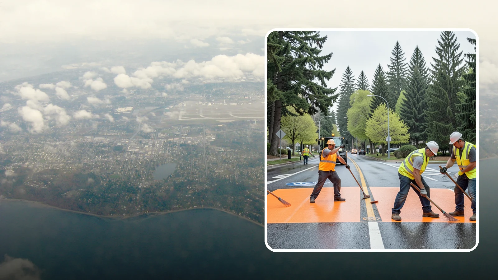 Thermoplastic Marking in Burien, King County, WA - Application of durable thermoplastic pavement markings for crosswalks, stop bars, and lane lines on public roadways.