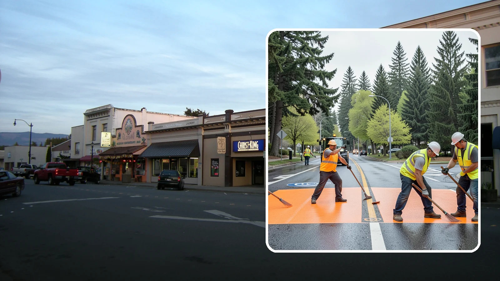 Thermoplastic Marking in Burlington, Skagit County, WA - Application of durable thermoplastic pavement markings for crosswalks, stop bars, and lane lines on public roadways.