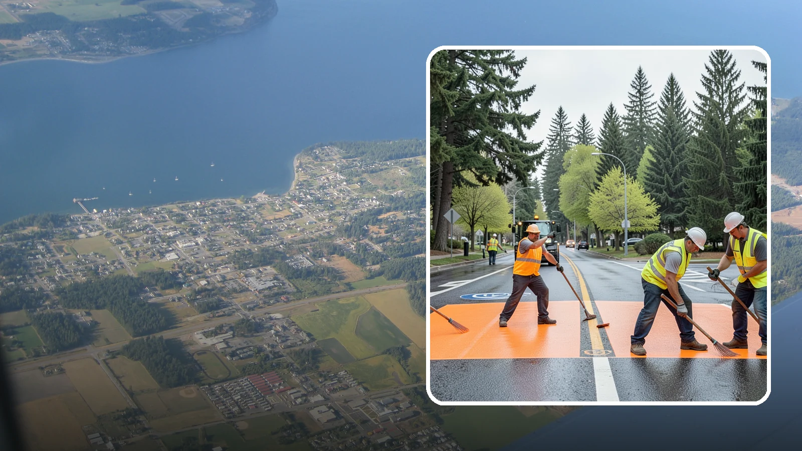Thermoplastic Marking in Coupeville, Island County, WA - Application of durable thermoplastic pavement markings for crosswalks, stop bars, and lane lines on public roadways.