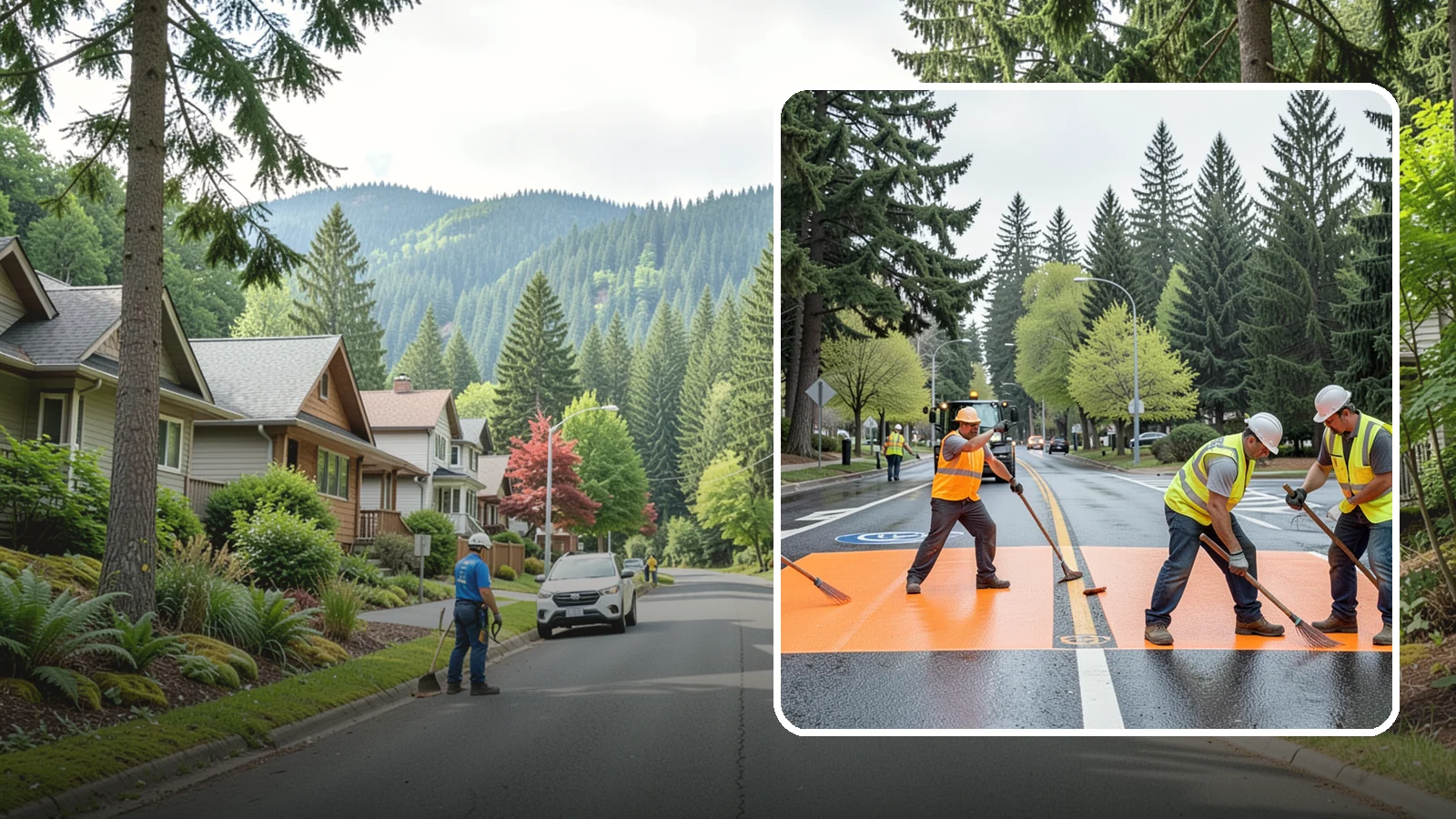 Thermoplastic Marking in Darrington, Snohomish County, WA - Application of durable thermoplastic pavement markings for crosswalks, stop bars, and lane lines on public roadways.