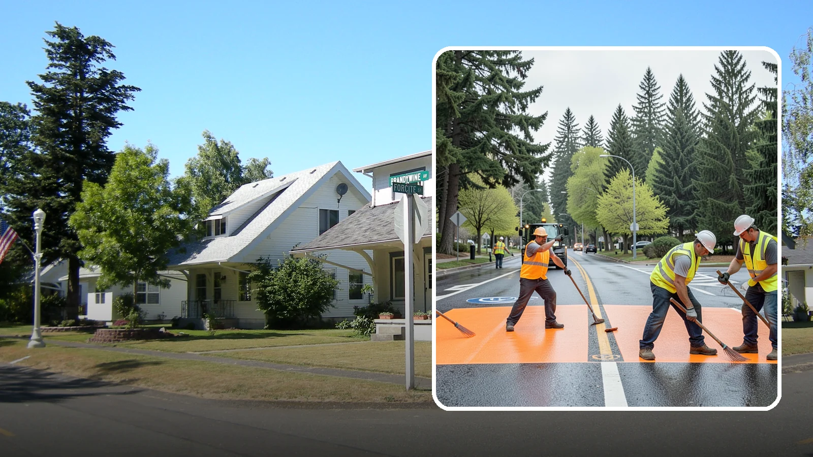 Thermoplastic Marking in DuPont, Pierce County, WA - Application of durable thermoplastic pavement markings for crosswalks, stop bars, and lane lines on public roadways.