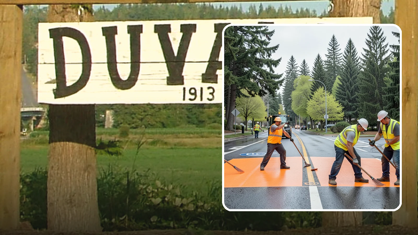 Thermoplastic Marking in Duvall, King County, WA - Application of durable thermoplastic pavement markings for crosswalks, stop bars, and lane lines on public roadways.