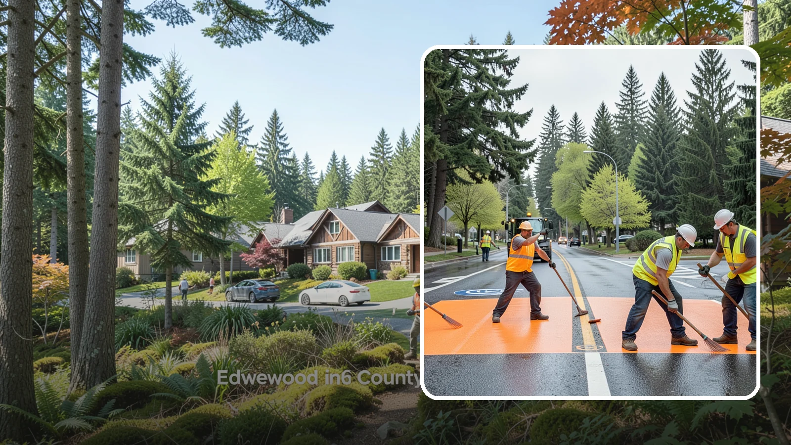 Thermoplastic Marking in Edgewood, Pierce County, WA - Application of durable thermoplastic pavement markings for crosswalks, stop bars, and lane lines on public roadways.