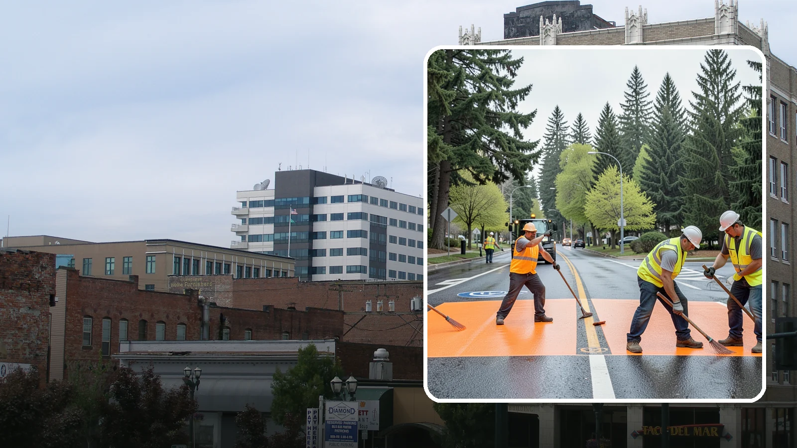 Thermoplastic Marking in Everett, Snohomish County, WA - Application of durable thermoplastic pavement markings for crosswalks, stop bars, and lane lines on public roadways.