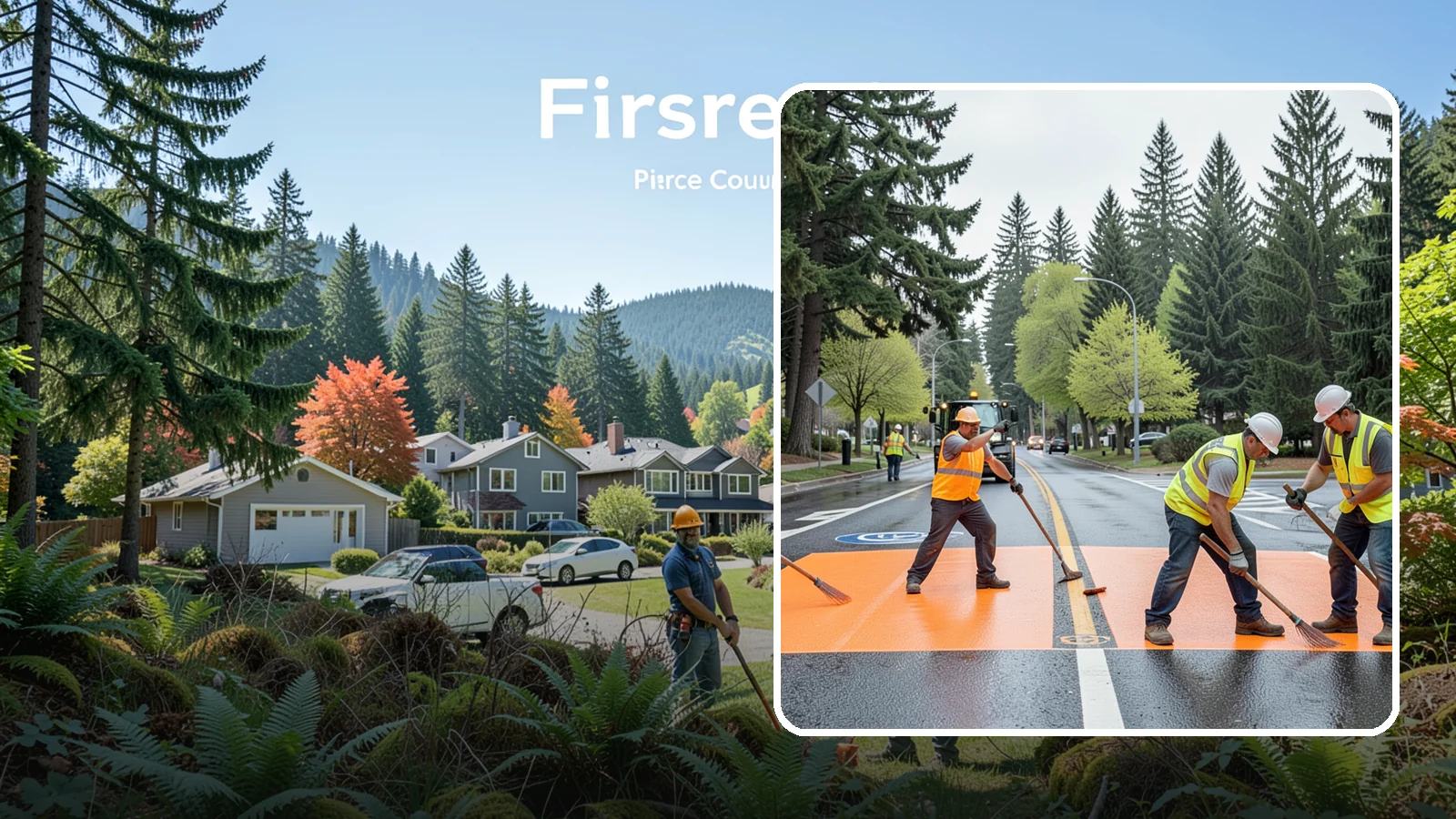 Thermoplastic Marking in Fircrest, Pierce County, WA - Application of durable thermoplastic pavement markings for crosswalks, stop bars, and lane lines on public roadways.