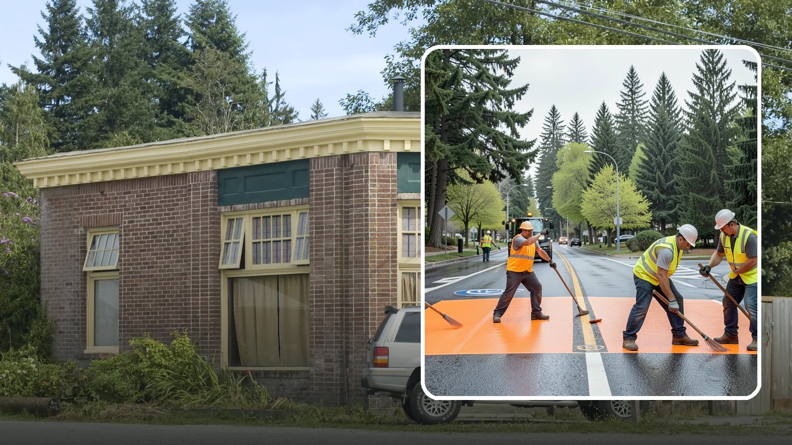 Thermoplastic Marking in Hamilton, Skagit County, WA - Application of durable thermoplastic pavement markings for crosswalks, stop bars, and lane lines on public roadways.