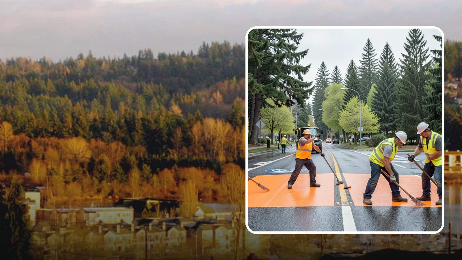 Thermoplastic Marking in Kenmore, King County, WA - Application of durable thermoplastic pavement markings for crosswalks, stop bars, and lane lines on public roadways.