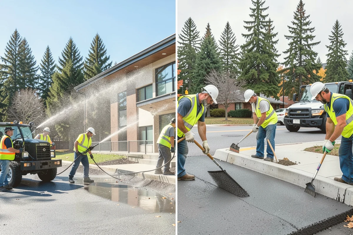 Thermoplastic Marking in Kent, King County, WA - Clean and prepare the pavement and prime where required