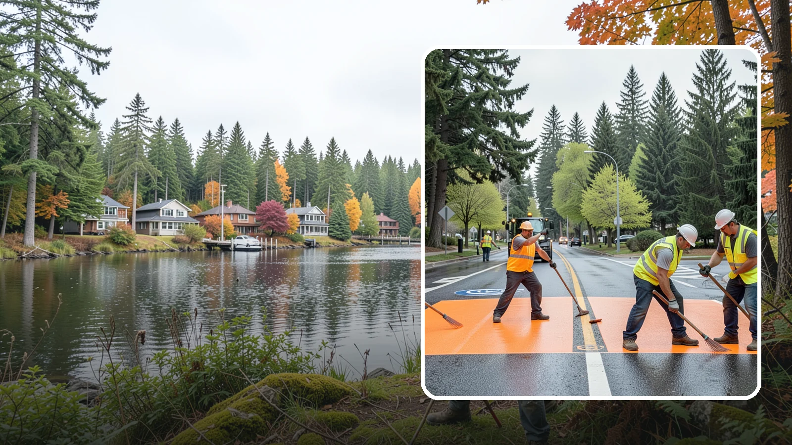 Thermoplastic Marking in La Conner, Skagit County, WA - Application of durable thermoplastic pavement markings for crosswalks, stop bars, and lane lines on public roadways.