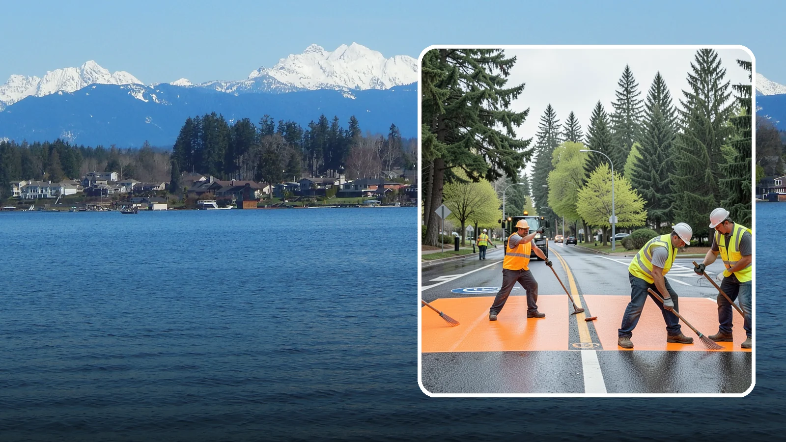 Thermoplastic Marking in Lake Stevens, Snohomish County, WA - Application of durable thermoplastic pavement markings for crosswalks, stop bars, and lane lines on public roadways.