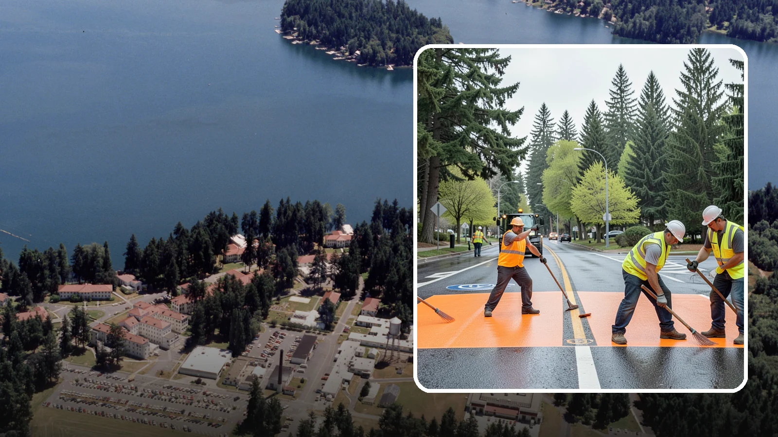 Thermoplastic Marking in Lakewood, Pierce County, WA - Application of durable thermoplastic pavement markings for crosswalks, stop bars, and lane lines on public roadways.
