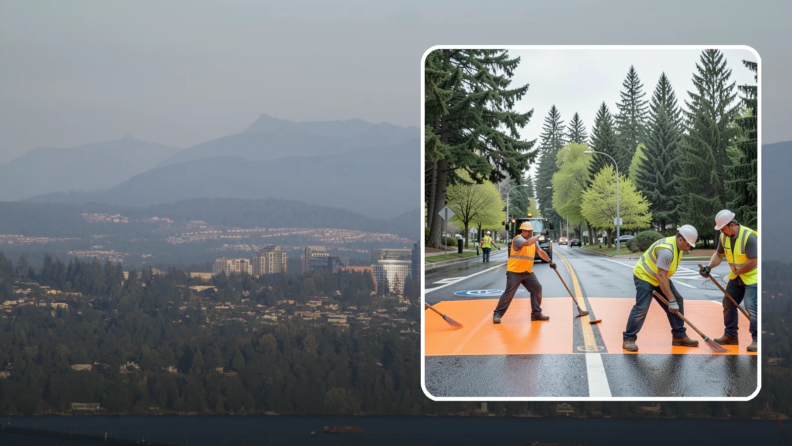 Thermoplastic Marking in Medina, King County, WA - Application of durable thermoplastic pavement markings for crosswalks, stop bars, and lane lines on public roadways.