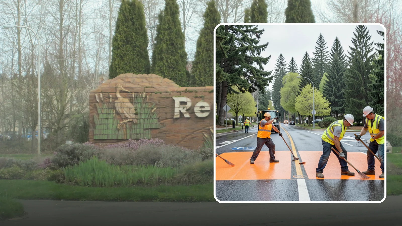 Thermoplastic Marking in Renton, King County, WA - Application of durable thermoplastic pavement markings for crosswalks, stop bars, and lane lines on public roadways.