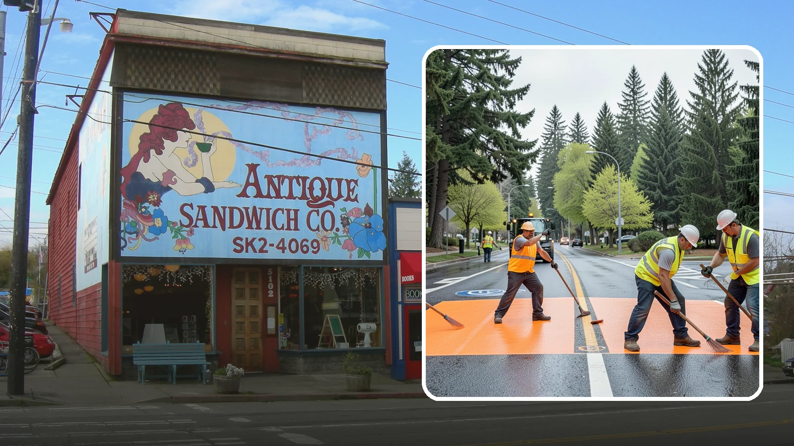 Thermoplastic Marking in Ruston, Pierce County, WA - Application of durable thermoplastic pavement markings for crosswalks, stop bars, and lane lines on public roadways.