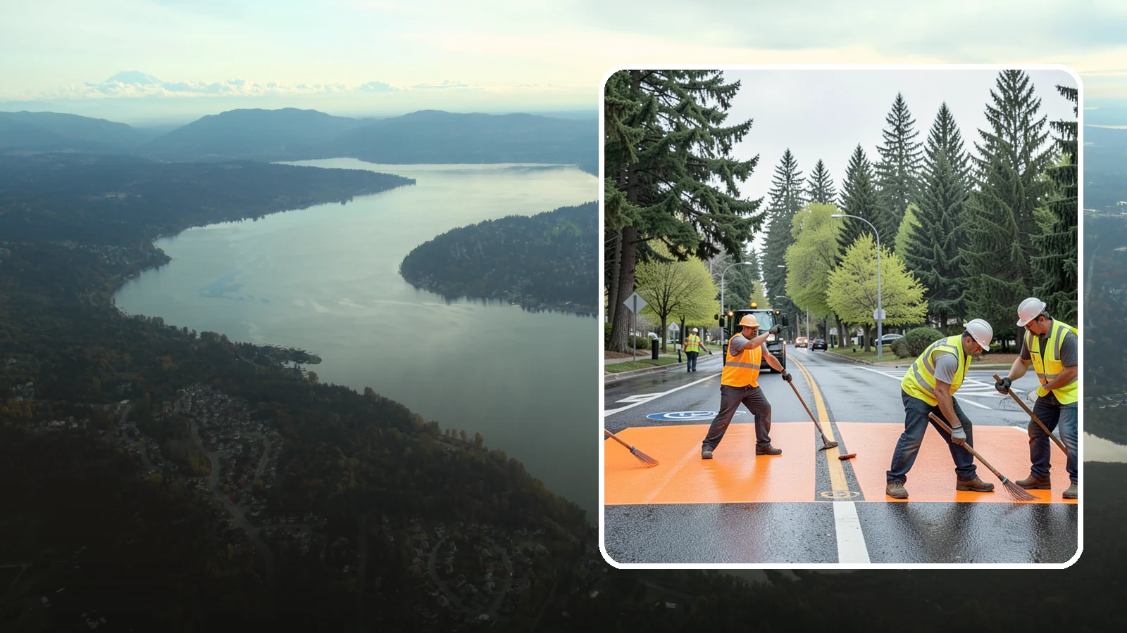 Thermoplastic Marking in Sammamish, King County, WA - Application of durable thermoplastic pavement markings for crosswalks, stop bars, and lane lines on public roadways.