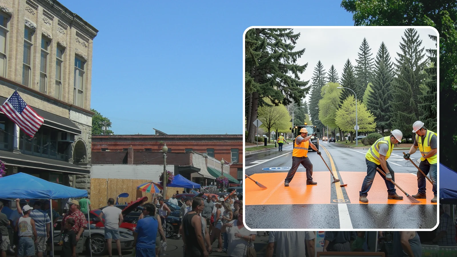 Thermoplastic Marking in Snohomish, Snohomish County, WA - Application of durable thermoplastic pavement markings for crosswalks, stop bars, and lane lines on public roadways.
