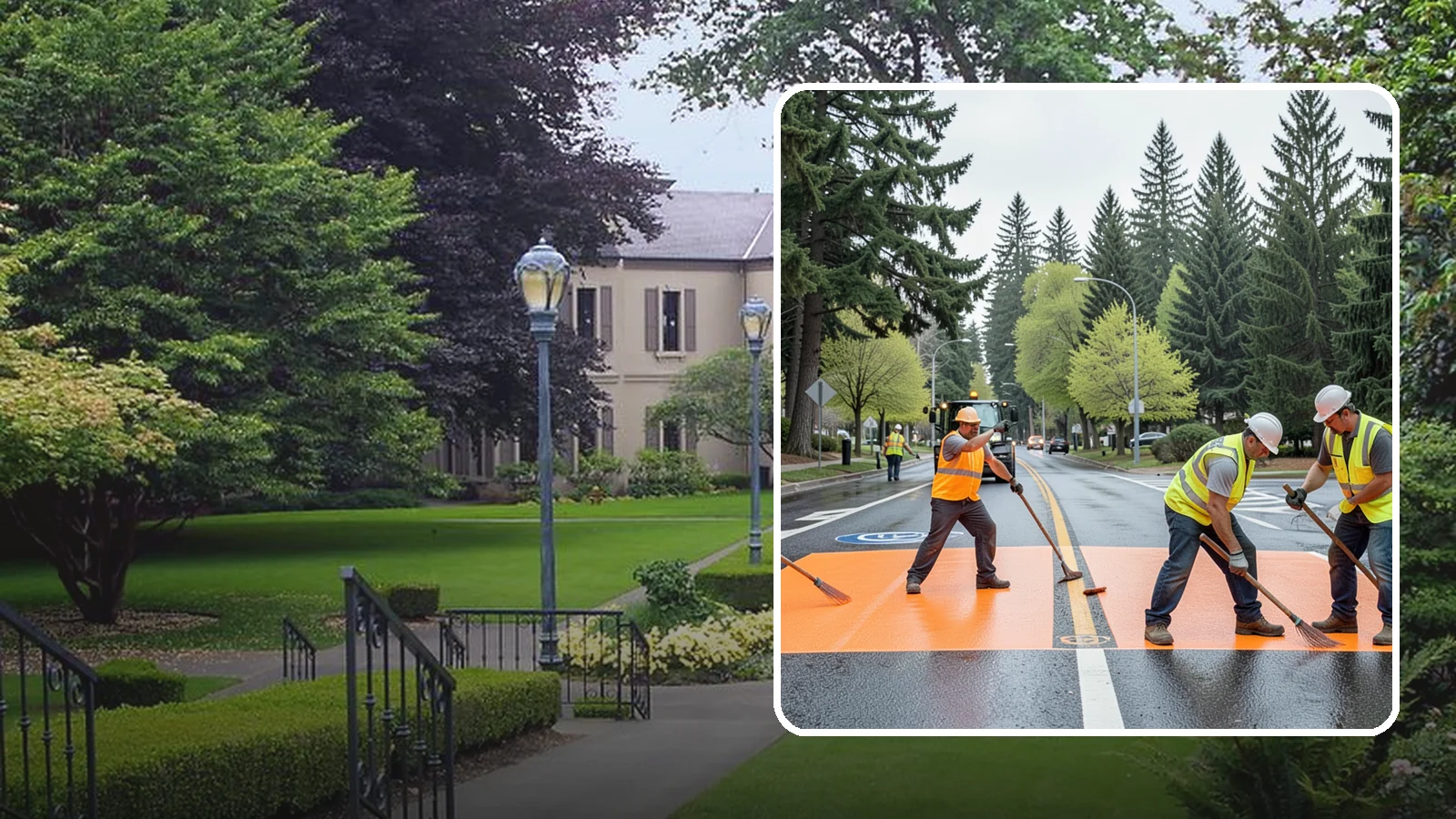 Thermoplastic Marking in Woodinville, King County, WA - Application of durable thermoplastic pavement markings for crosswalks, stop bars, and lane lines on public roadways.