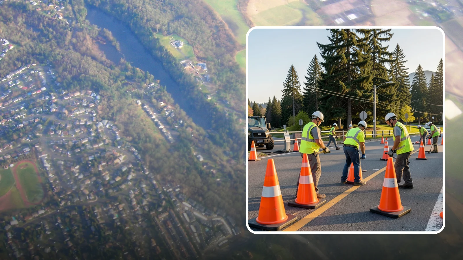 Traffic Cone Deployment in Algona, King County, WA - Traffic cone and channelizer deployment establishes quick, compliant delineation for short-duration work.