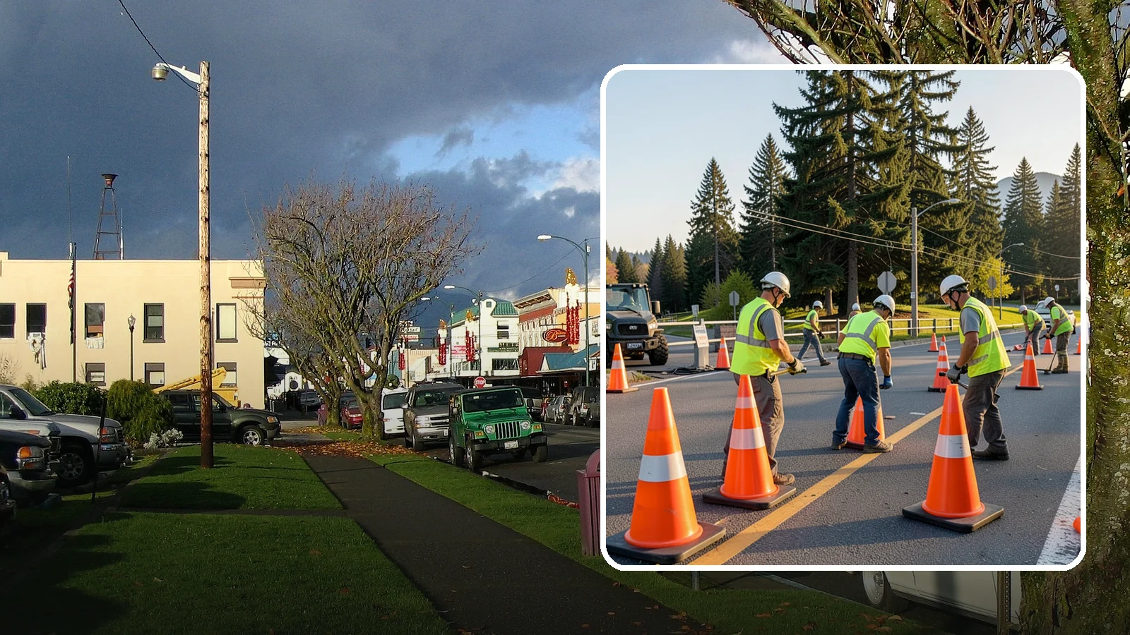 Traffic Cone Deployment in Arlington, Snohomish County, WA - Traffic cone and channelizer deployment establishes quick, compliant delineation for short-duration work.