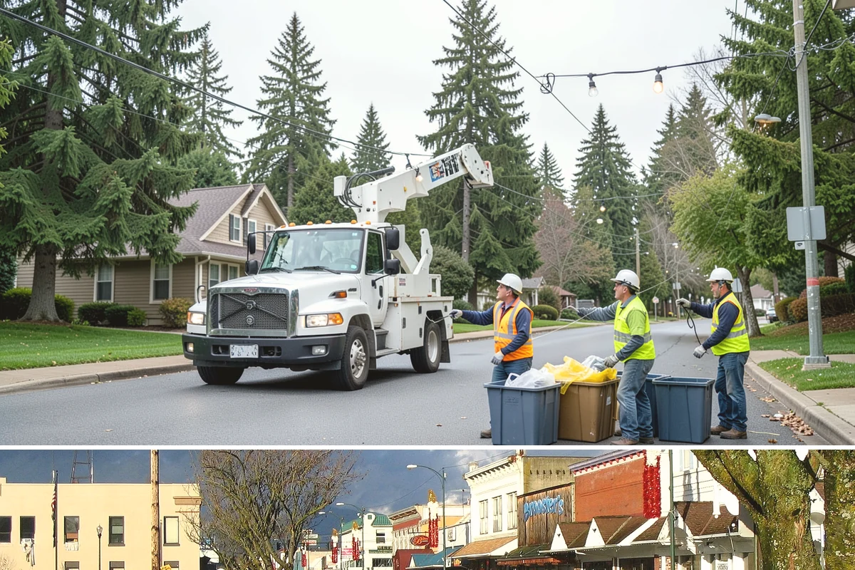 Traffic Cone Deployment in Arlington, Snohomish County, WA - Cone-based control is used year-round, with reflective collars emphasized through the dark, wet months.