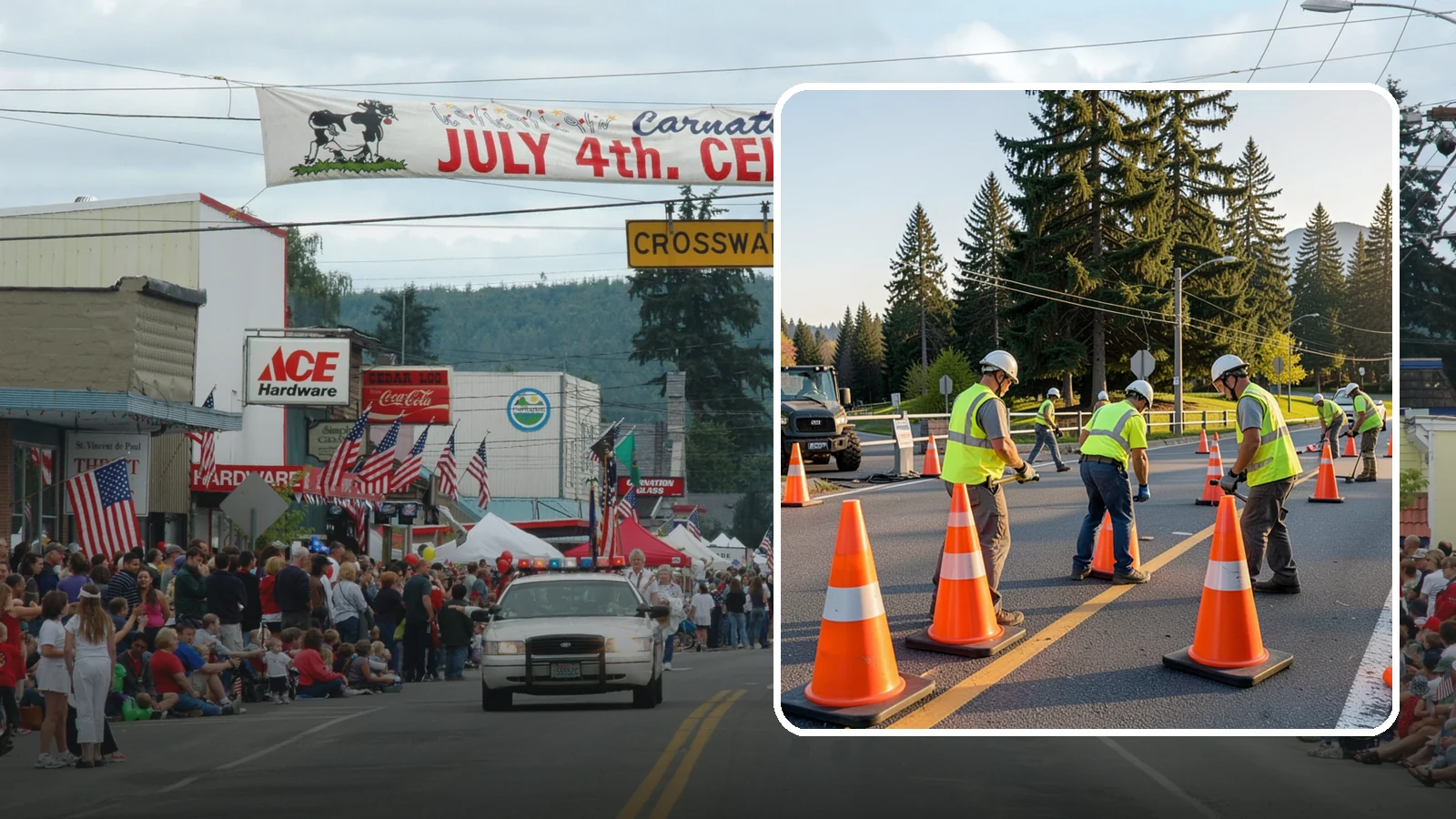 Traffic Cone Deployment in Carnation, King County, WA - Traffic cone and channelizer deployment establishes quick, compliant delineation for short-duration work.