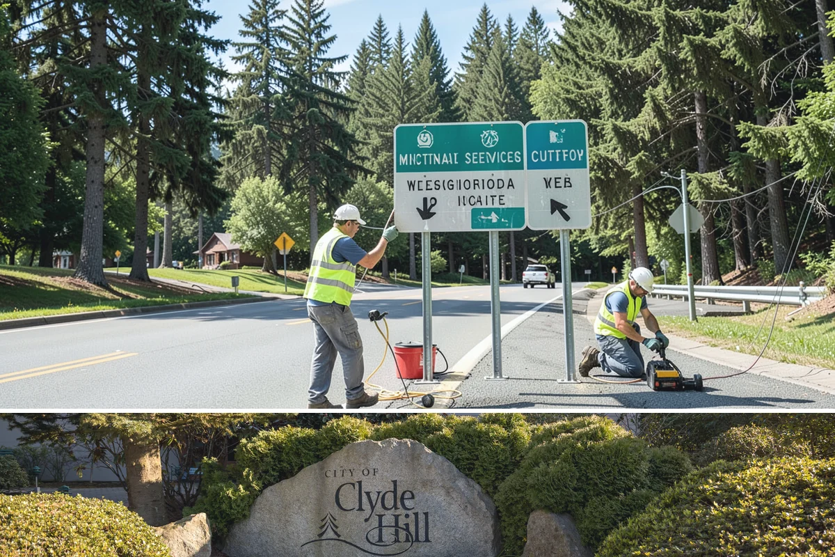 Traffic Cone Deployment in Clyde Hill, King County, WA - Cone-based control is used year-round, with reflective collars emphasized through the dark, wet months.