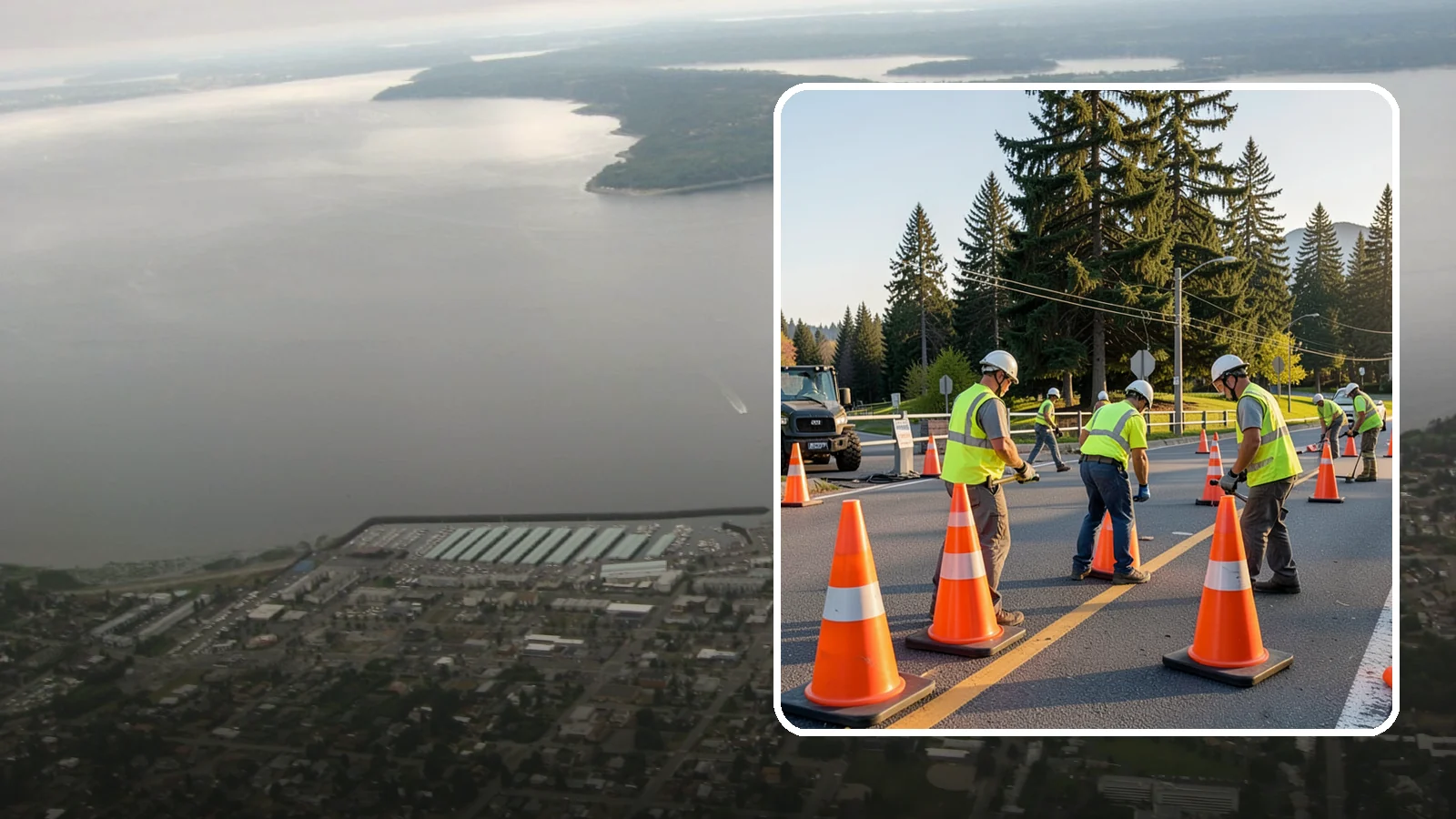Traffic Cone Deployment in Des Moines, King County, WA - Traffic cone and channelizer deployment establishes quick, compliant delineation for short-duration work.