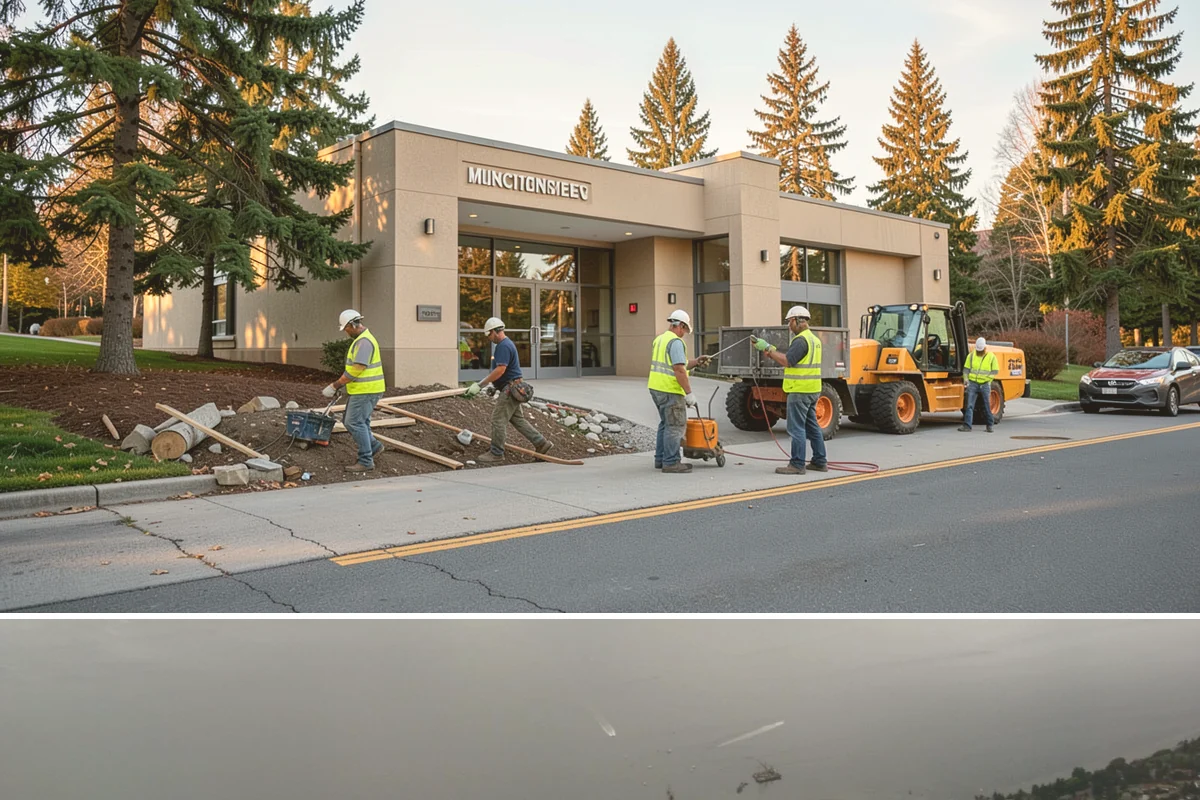 Traffic Cone Deployment in Des Moines, King County, WA - Cone-based control is used year-round, with reflective collars emphasized through the dark, wet months.