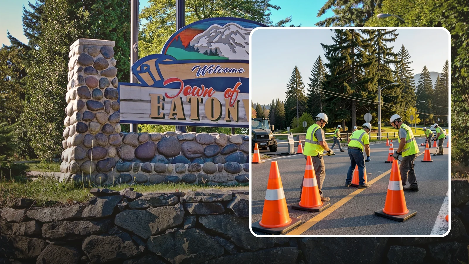 Traffic Cone Deployment in Eatonville, Pierce County, WA - Traffic cone and channelizer deployment establishes quick, compliant delineation for short-duration work.