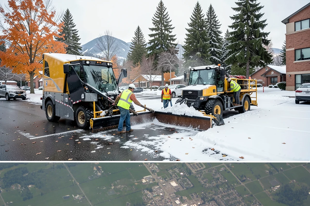 Traffic Cone Deployment in Enumclaw, King County, WA - Cone-based control is used year-round, with reflective collars emphasized through the dark, wet months.