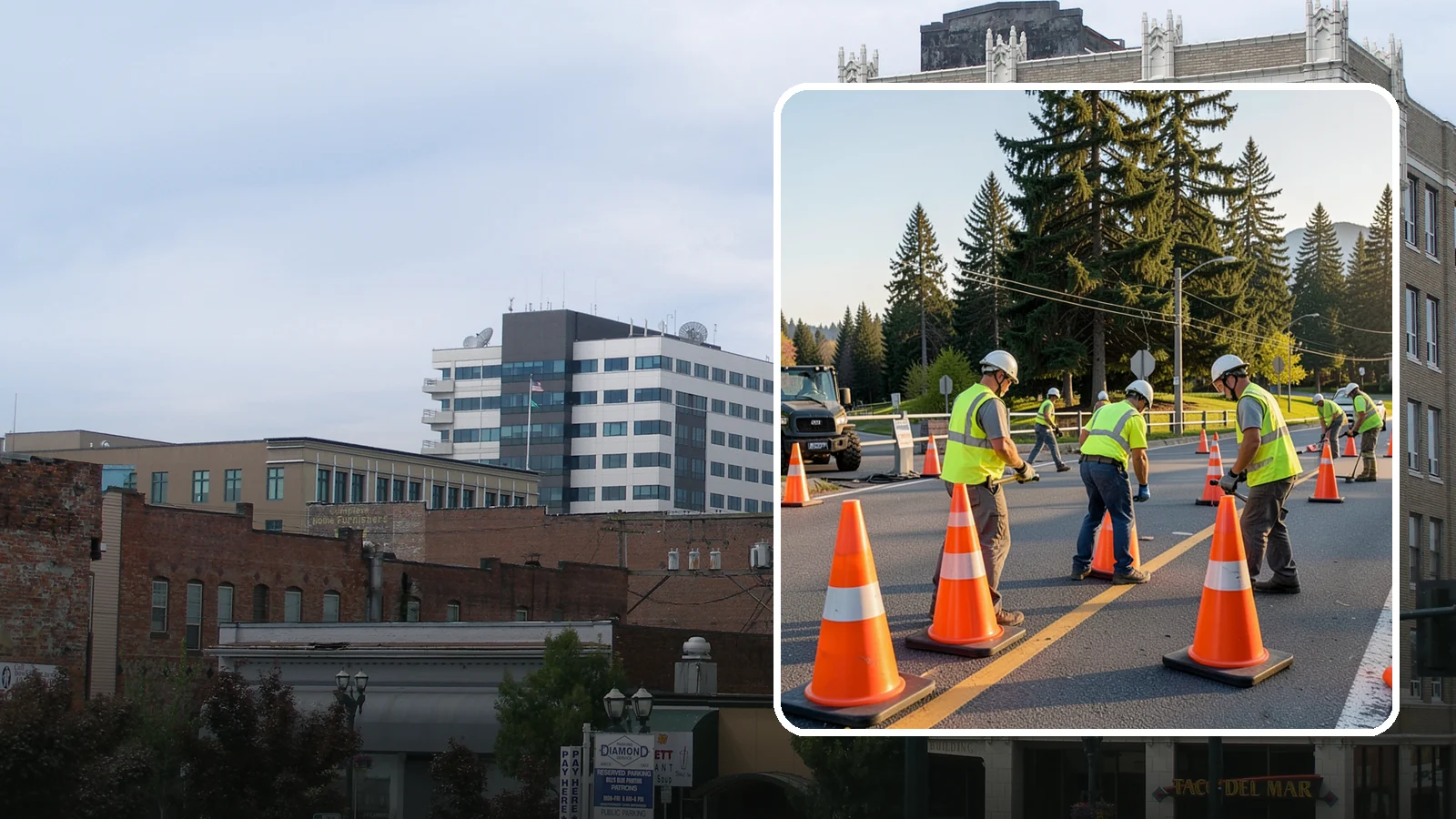 Traffic Cone Deployment in Everett, Snohomish County, WA - Traffic cone and channelizer deployment establishes quick, compliant delineation for short-duration work.