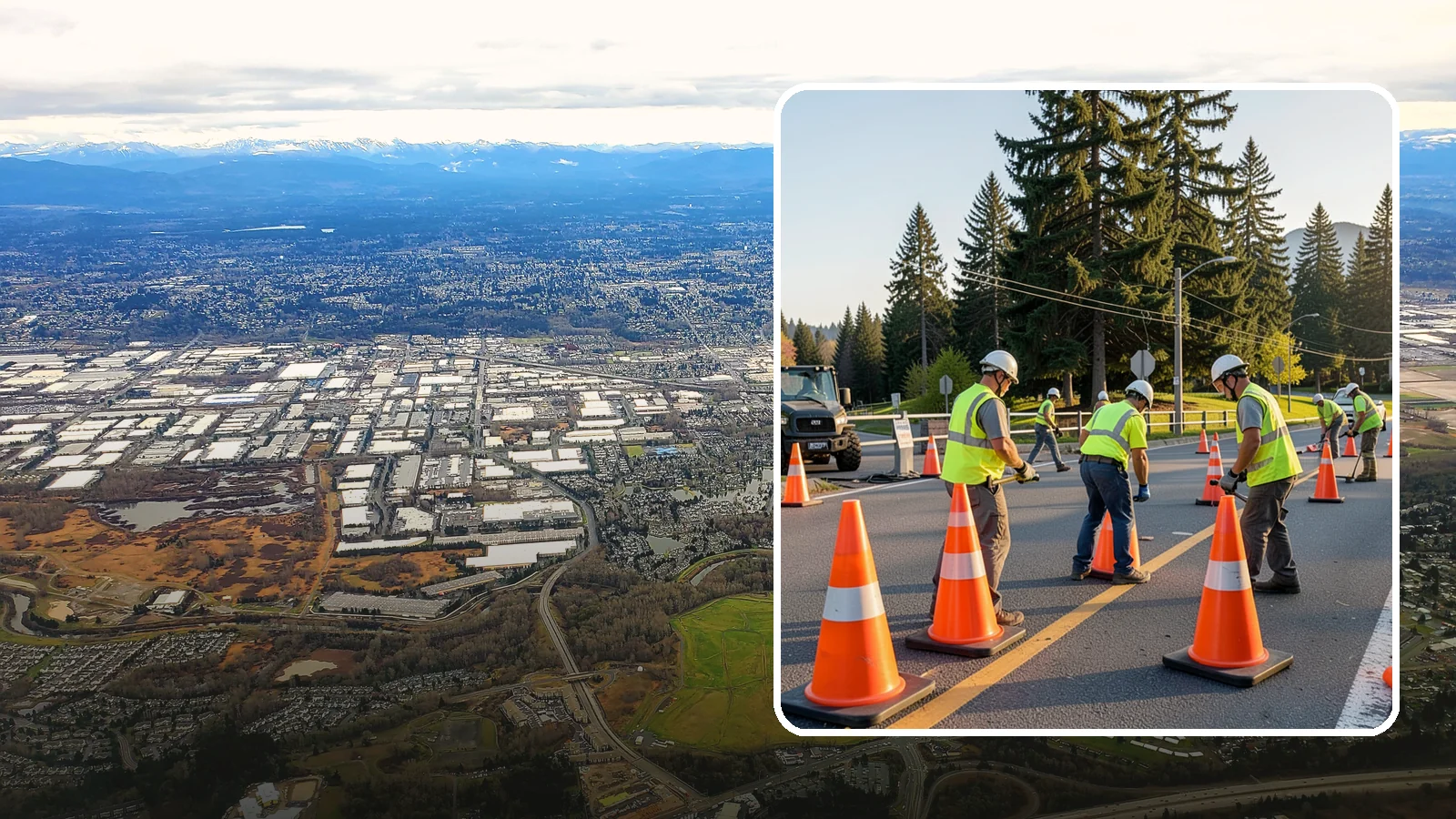 Traffic Cone Deployment in Kent, King County, WA - Traffic cone and channelizer deployment establishes quick, compliant delineation for short-duration work.
