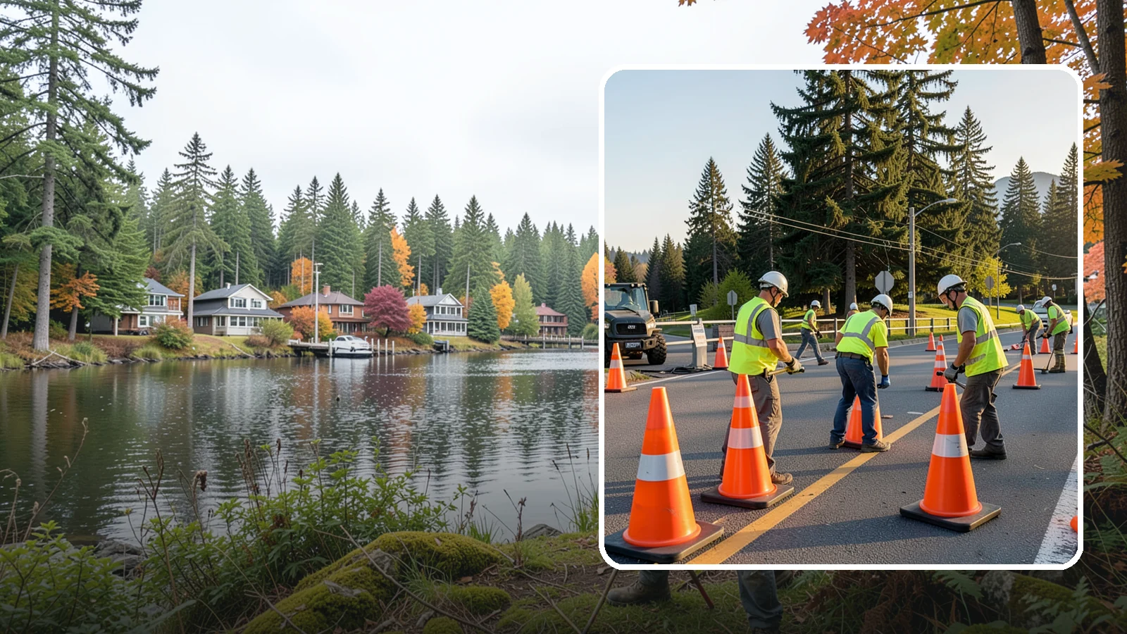 Traffic Cone Deployment in La Conner, Skagit County, WA - Traffic cone and channelizer deployment establishes quick, compliant delineation for short-duration work.