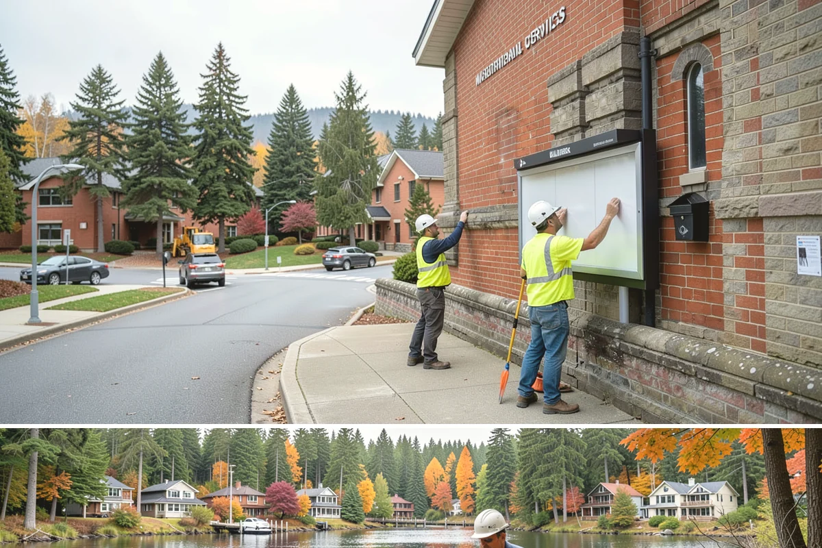 Traffic Cone Deployment in La Conner, Skagit County, WA - Cone-based control is used year-round, with reflective collars emphasized through the dark, wet months.