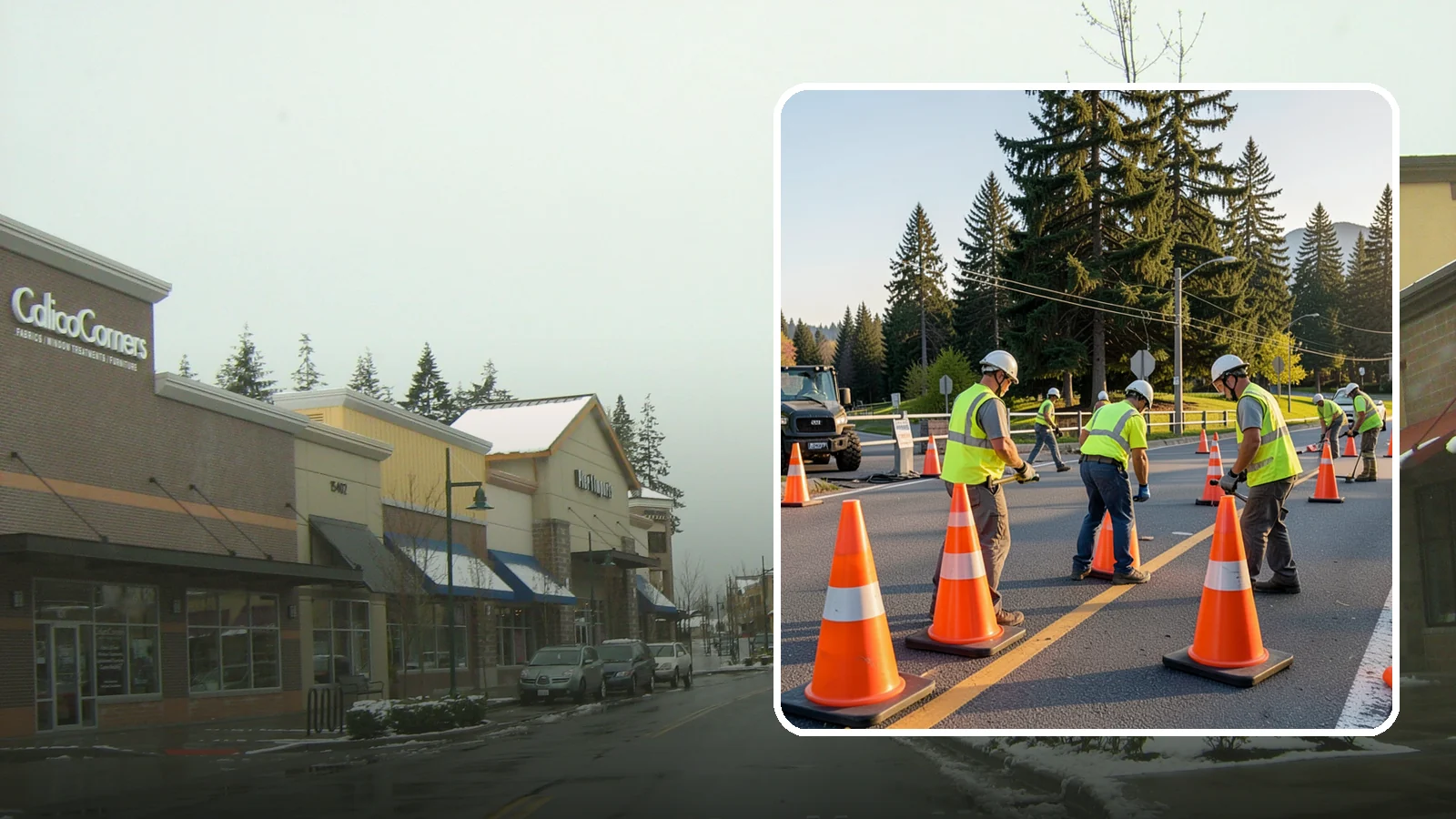 Traffic Cone Deployment in Mill Creek, Snohomish County, WA - Traffic cone and channelizer deployment establishes quick, compliant delineation for short-duration work.