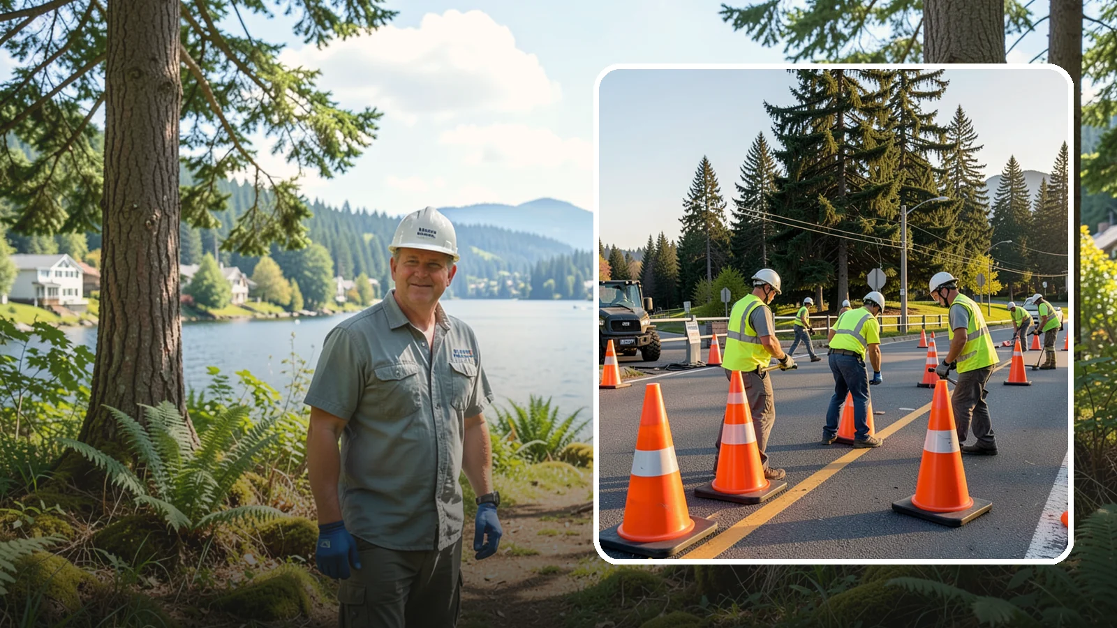 Traffic Cone Deployment in Milton, King County, WA - Traffic cone and channelizer deployment establishes quick, compliant delineation for short-duration work.