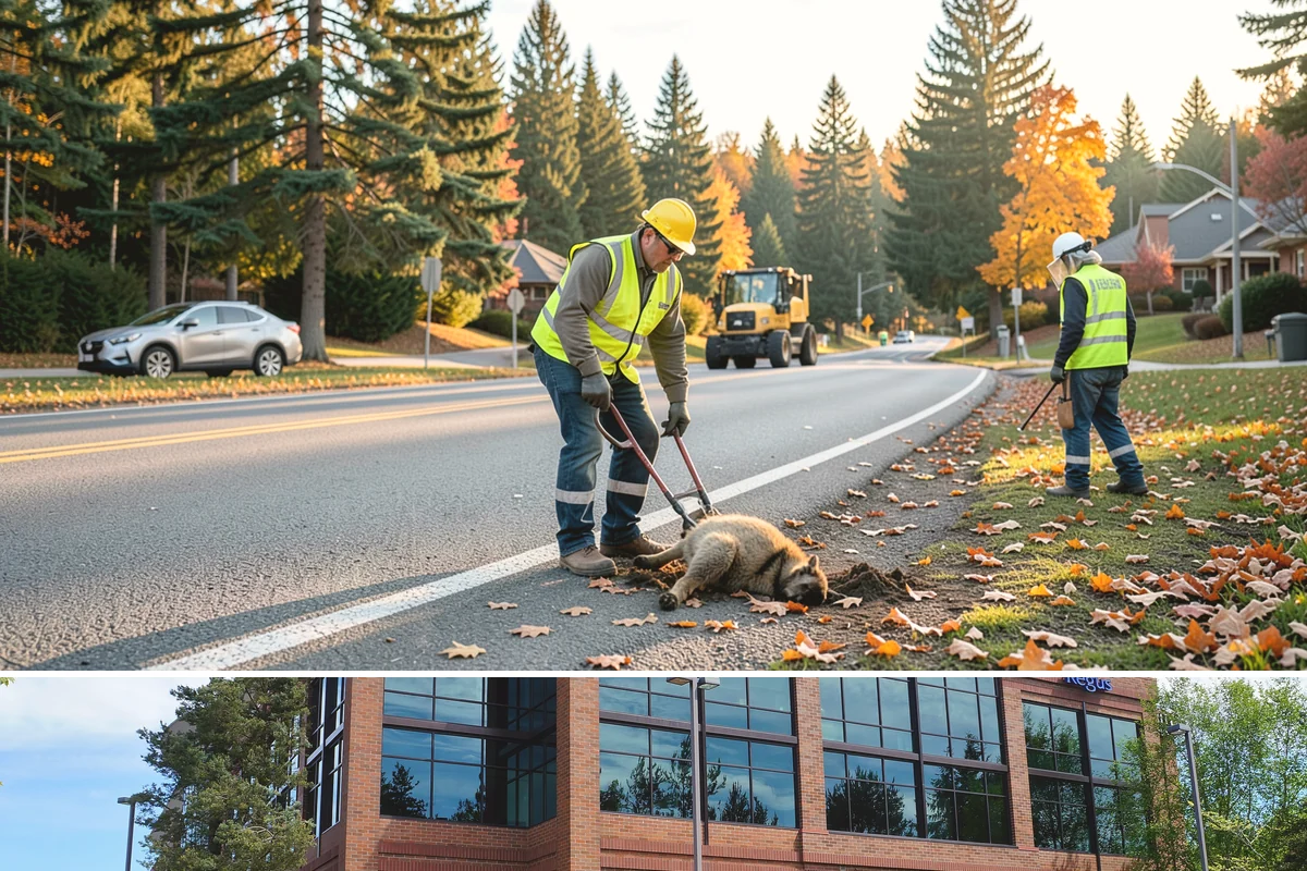 Traffic Cone Deployment in Mountlake Terrace, Snohomish County, WA - Cone-based control is used year-round, with reflective collars emphasized through the dark, wet months.