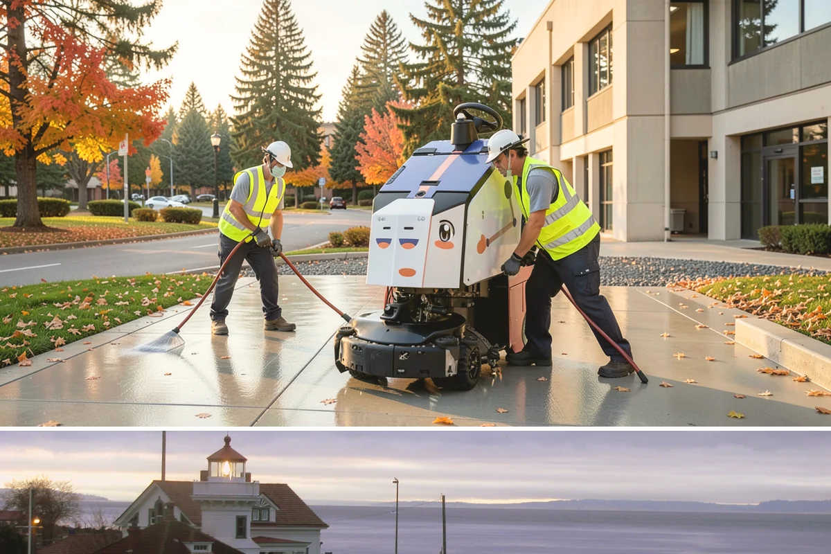 Traffic Cone Deployment in Mukilteo, Snohomish County, WA - Cone-based control is used year-round, with reflective collars emphasized through the dark, wet months.