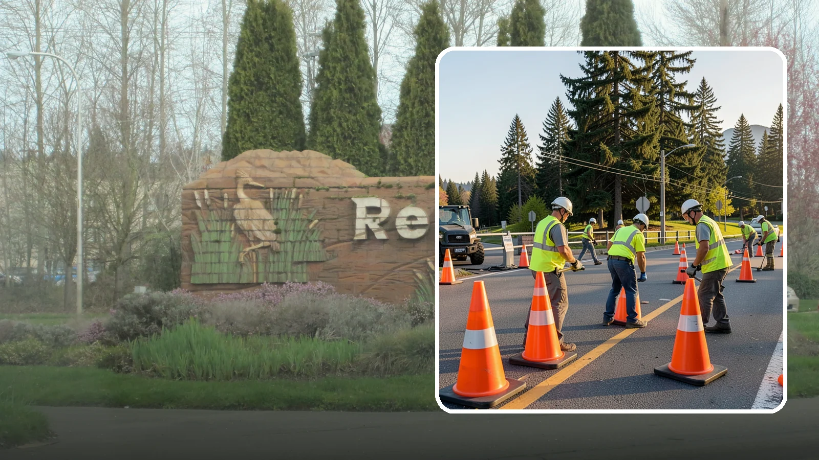 Traffic Cone Deployment in Renton, King County, WA - Traffic cone and channelizer deployment establishes quick, compliant delineation for short-duration work.