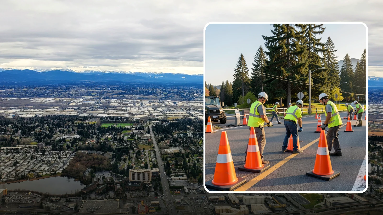 Traffic Cone Deployment in SeaTac, King County, WA - Traffic cone and channelizer deployment establishes quick, compliant delineation for short-duration work.