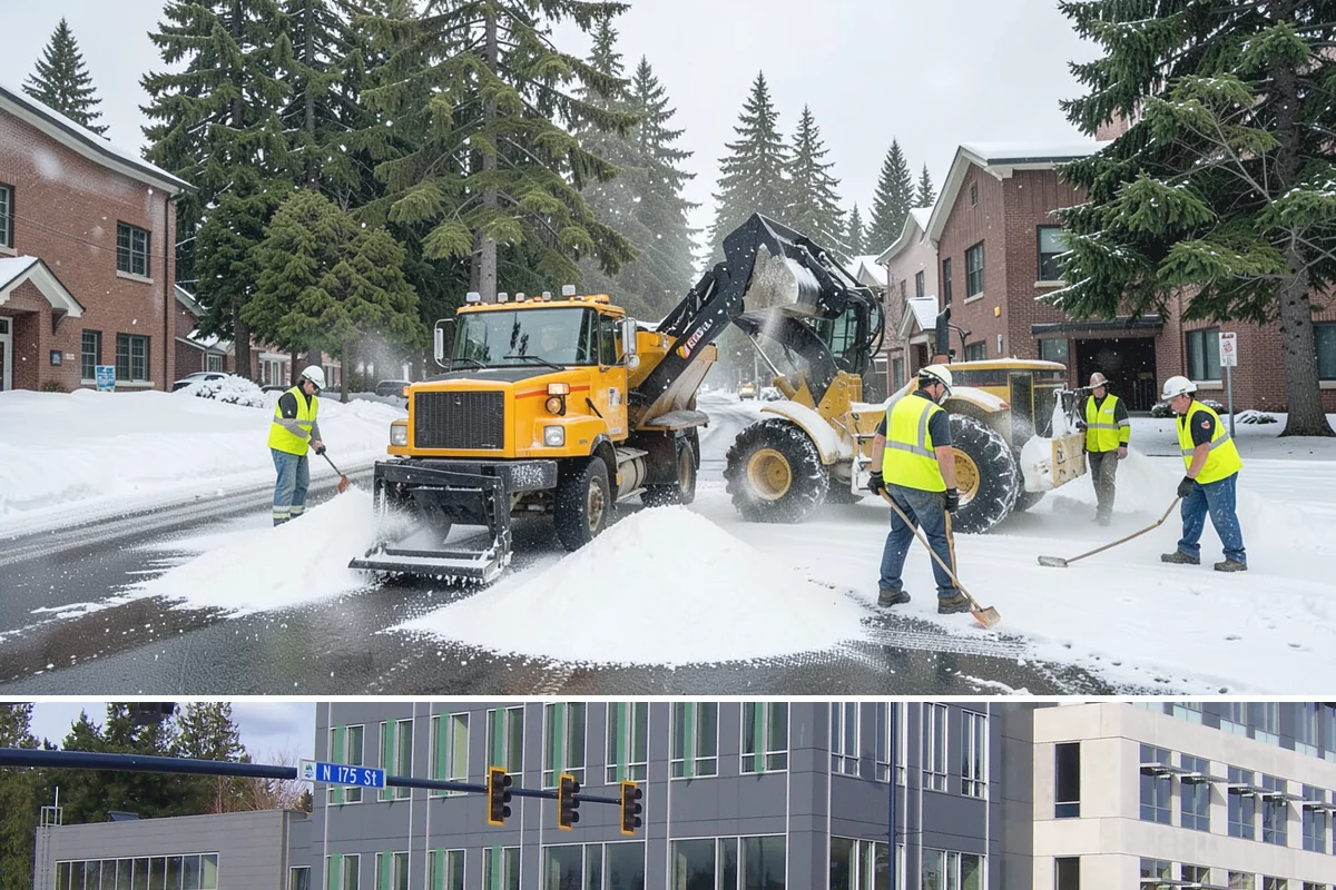 Traffic Cone Deployment in Shoreline, King County, WA - Cone-based control is used year-round, with reflective collars emphasized through the dark, wet months.
