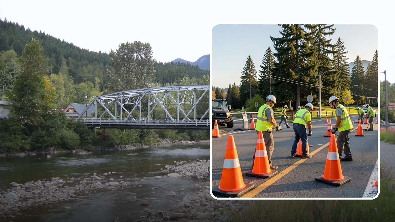 Traffic Cone Deployment in Skykomish, King County, WA - Traffic cone and channelizer deployment establishes quick, compliant delineation for short-duration work.