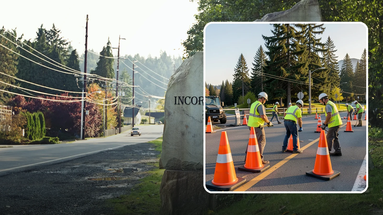 Traffic Cone Deployment in Wilkeson, Pierce County, WA - Traffic cone and channelizer deployment establishes quick, compliant delineation for short-duration work.